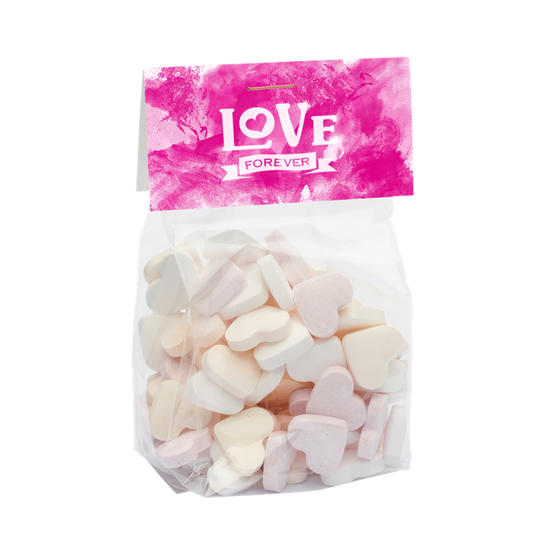 130g Bag with Small Sugar Hearts Sweets & Confectionery Black and White London