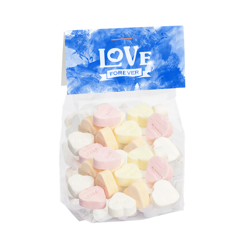 130g Bag of Sugar Hearts Sweets & Confectionery Black and White London