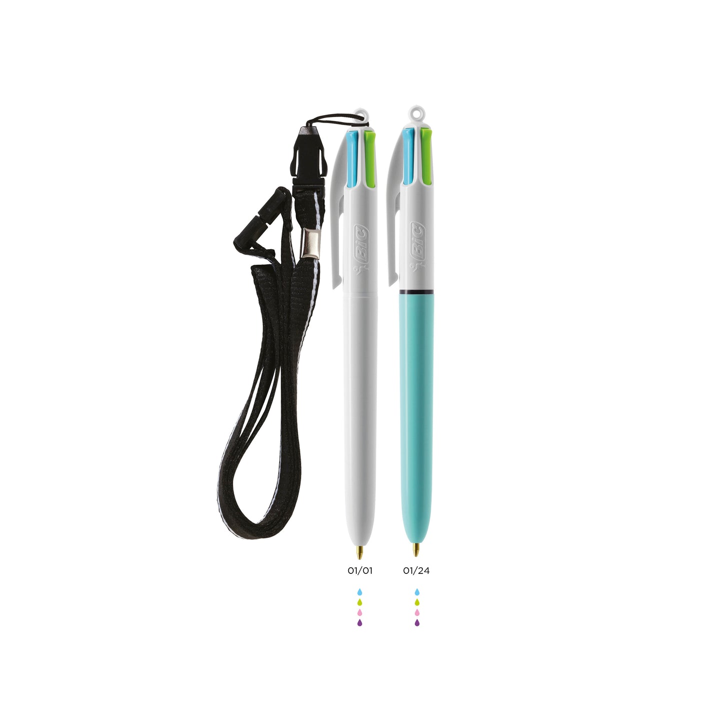 BIC® 4 Colours Fashion ballpen + Lanyard BIC® Stationery Black and White London