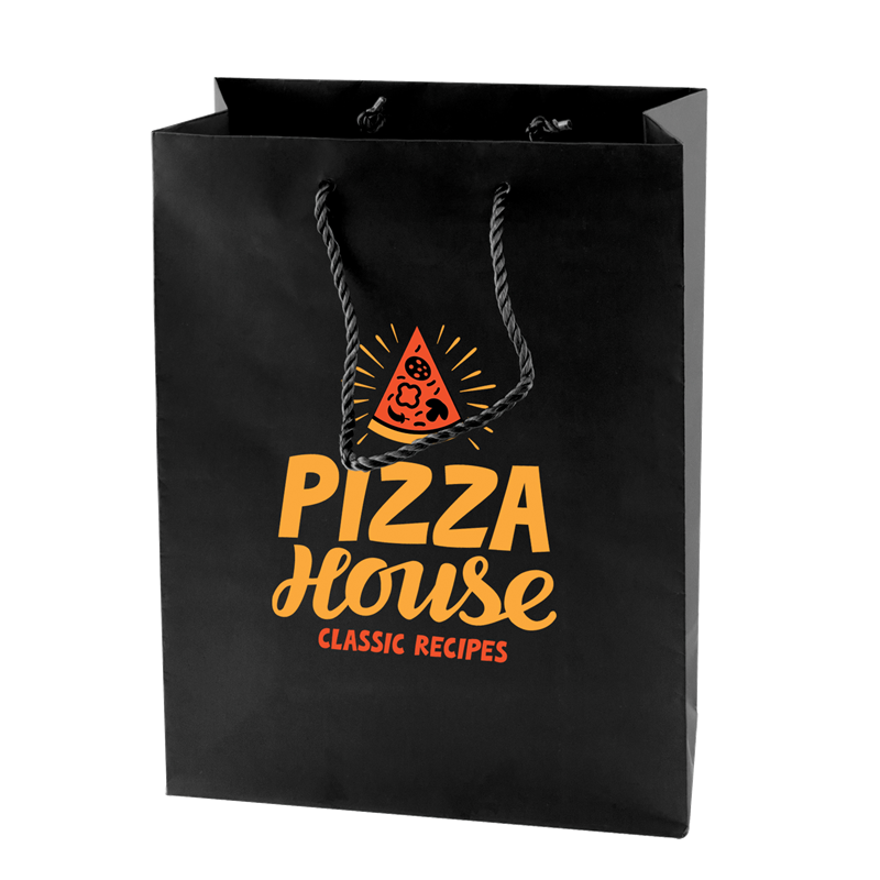 Medium Custom Matte Paper Bags  Black and White London