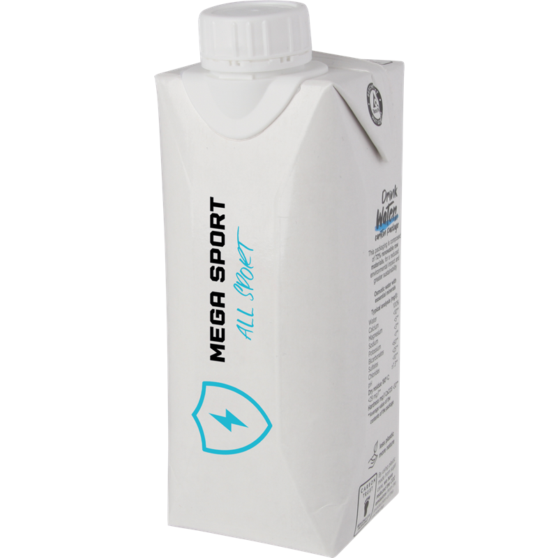 Printed Water Carton Bottled Water Black and White London