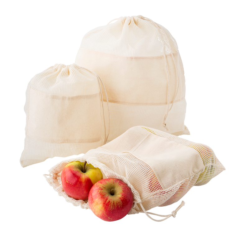 Natural cotton mesh bags  Black and White London