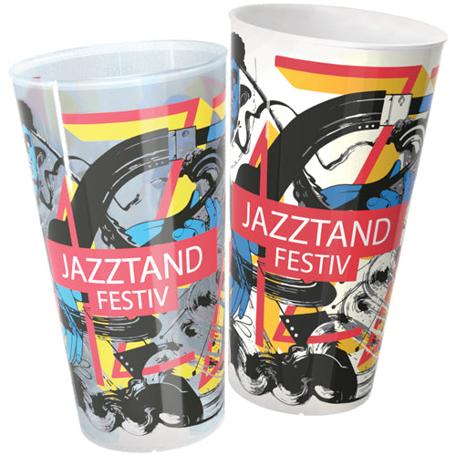 Plastic Festival Cup - 600ml/Pint Festival & Stadium Cups Black and White London