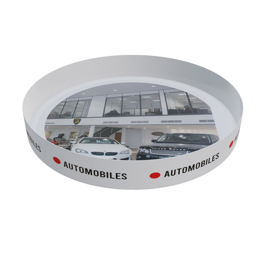 Round Tray Raised Edge (32cm) Plastic Trays Black and White London
