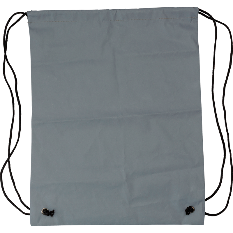 Synthetic Fibre (190D) Reflective Drawstring Backpack  Black and White London