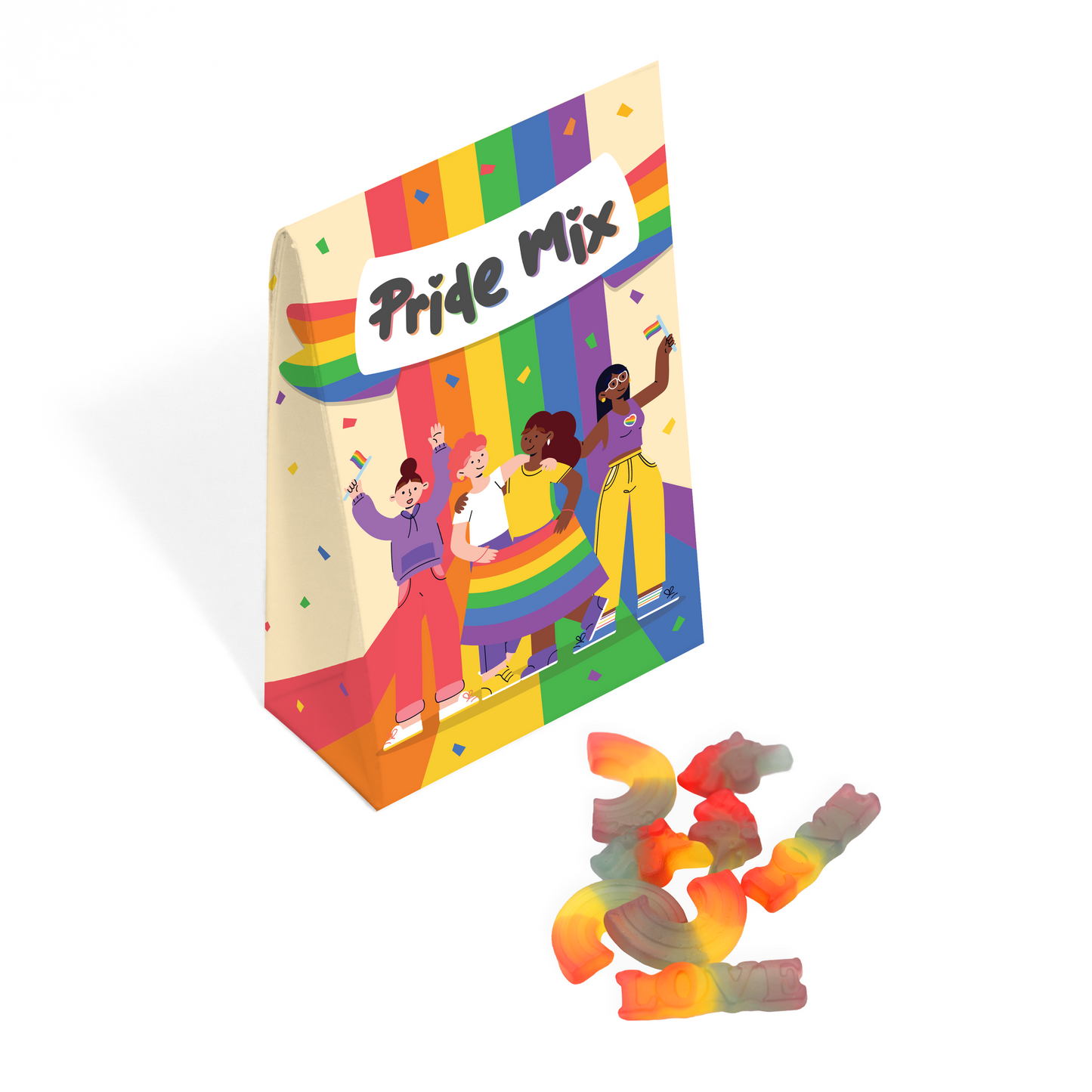 Pride Carton Box Sweet Mix Pride Themed Black and White London