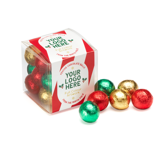 Winter Collection - Clear Cube - Solid Chocolate Balls  Black and White London