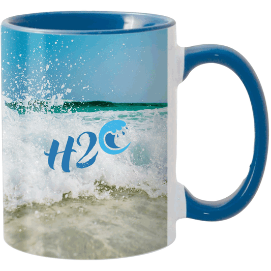 Two-Tone Full Colour Mug Blue Dye Sublimation Black and White London