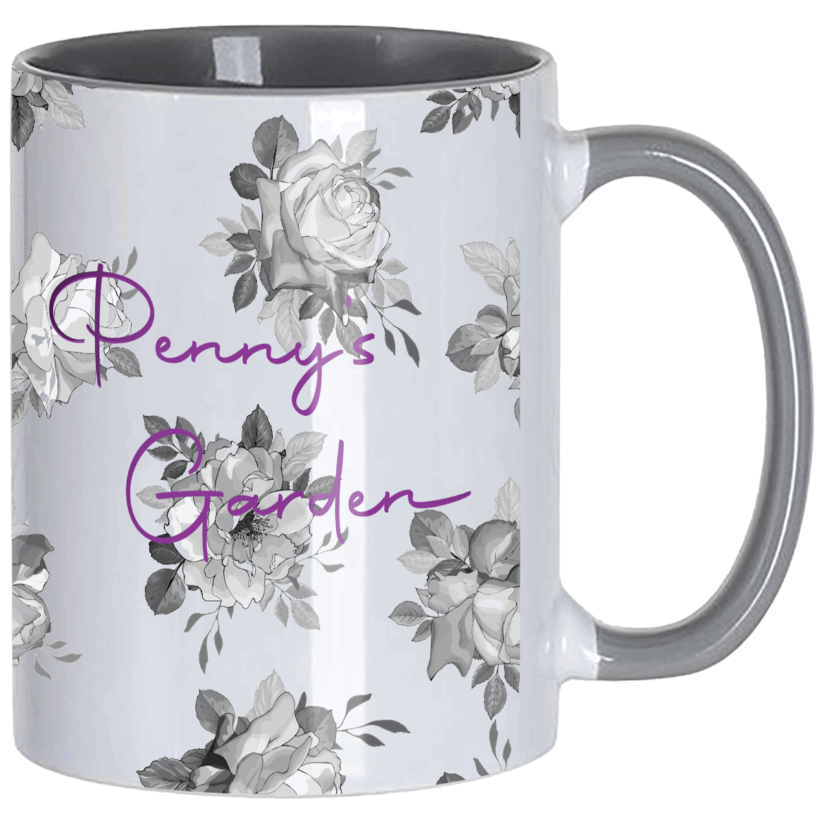 Two-Tone Full Colour Mug Grey Dye Sublimation Black and White London