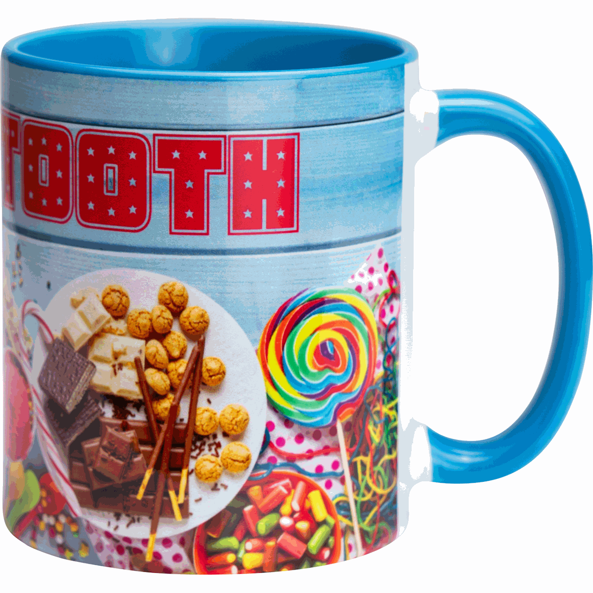 Two-Tone Full Colour Mug Light Blue  Black and White London