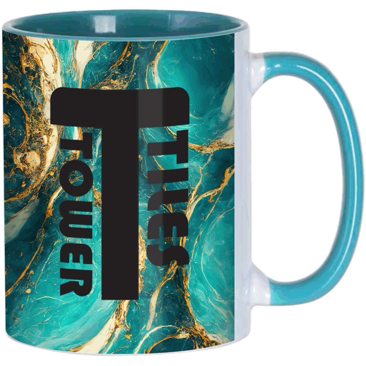 Two-Tone Full Colour Mug Turquoise Dye Sublimation Black and White London