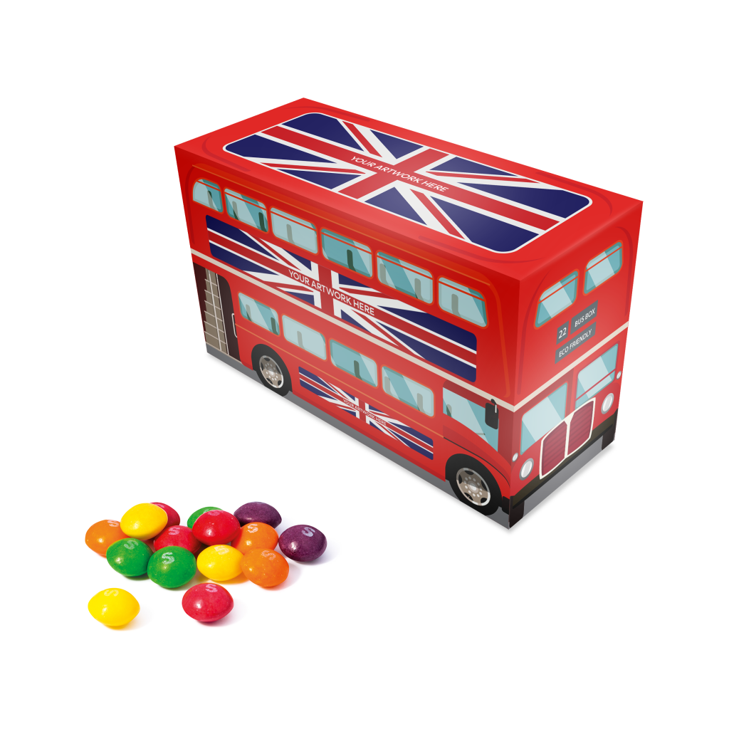 Bus Tin with Skittles    