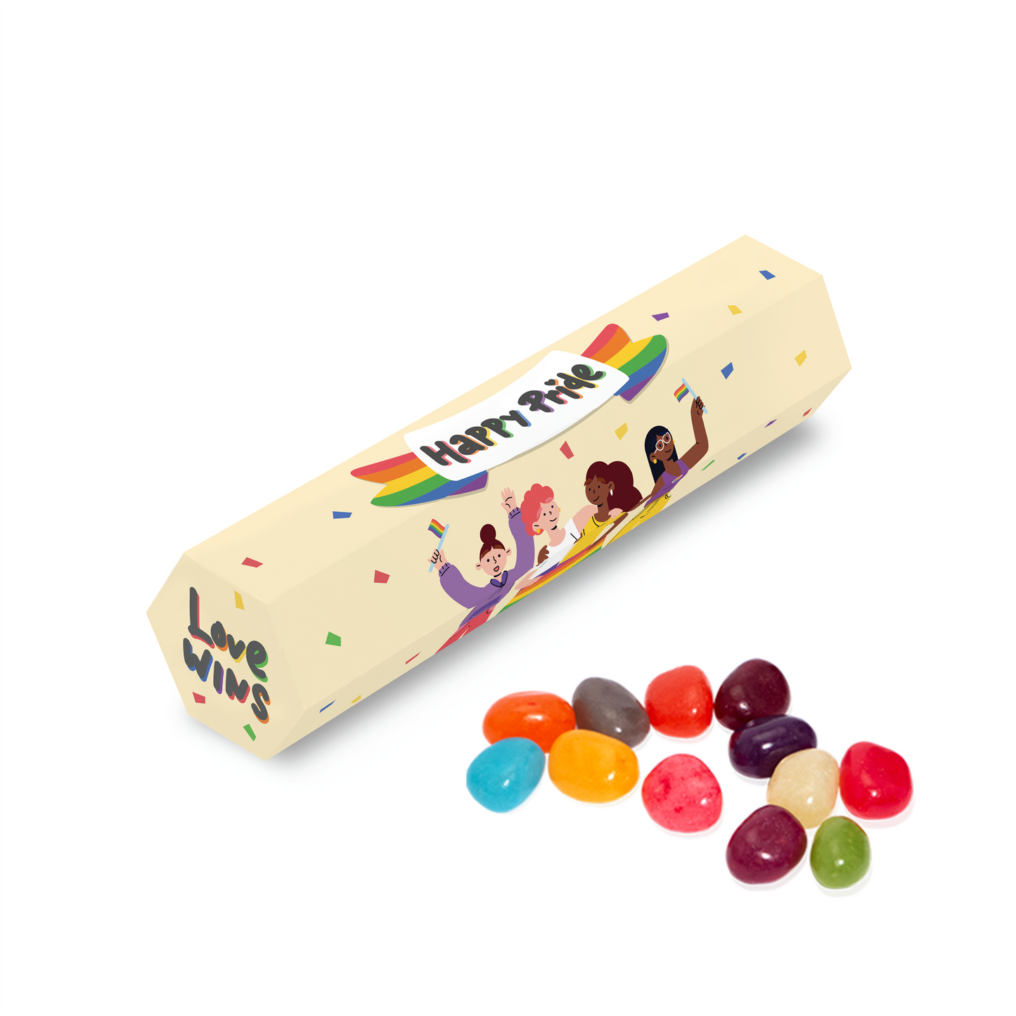 Pride Eco Hex Tube - Jelly Bean Factory® Pride Themed Black and White London