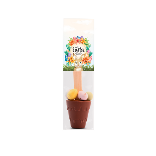 Easter 2025 - Eco Info Card - Hot Choc Spoon - with Speckled Eggs Black and White London
