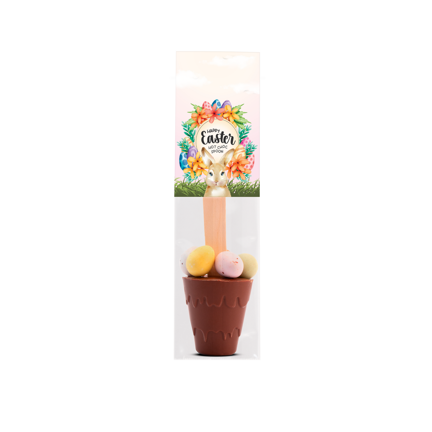 Easter 2025 - Eco Info Card - Hot Choc Spoon - with Speckled Eggs Black and White London