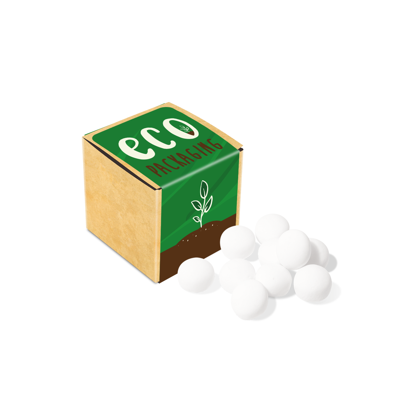 Eco Kraft Cube - Mint Imperials Mints Black and White London