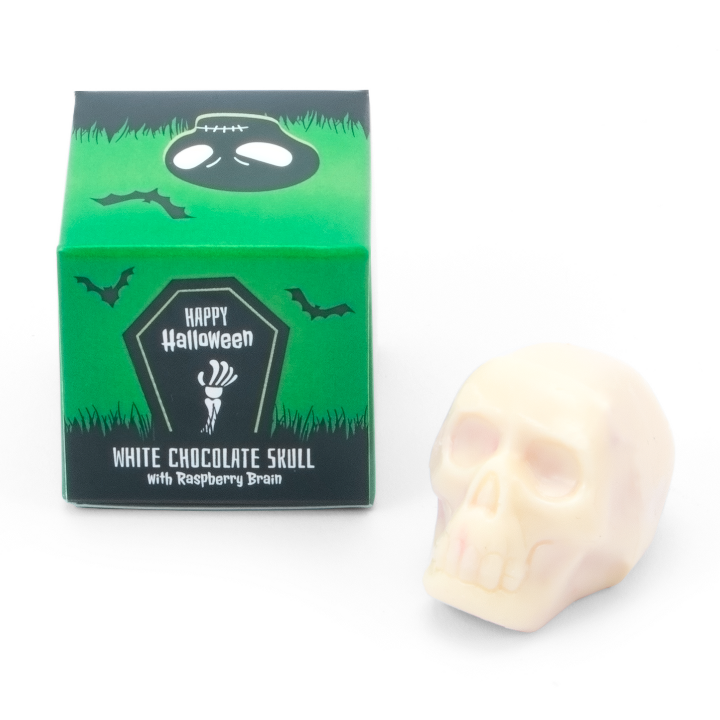 Halloween - Eco Mini Cube Box - White Chocolate Skulls - x1