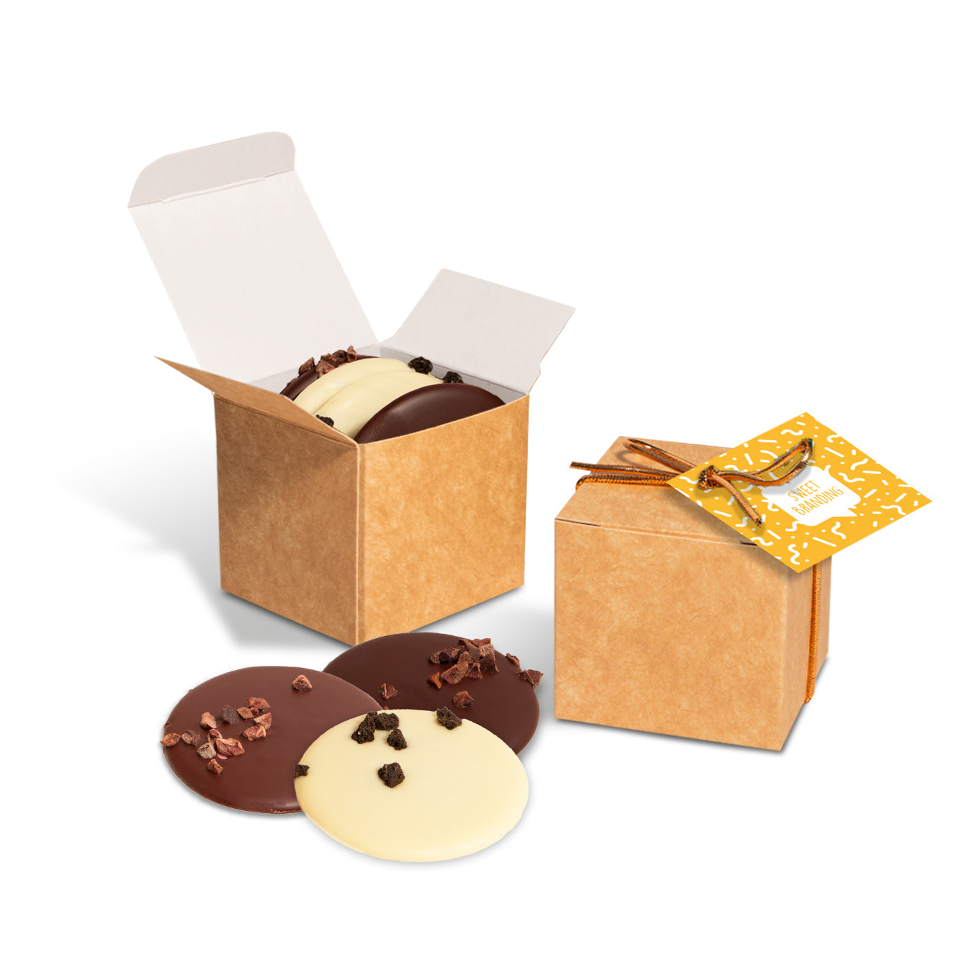 Eco Range - Eco Kraft Cube - Chocolate Discs Black and White London