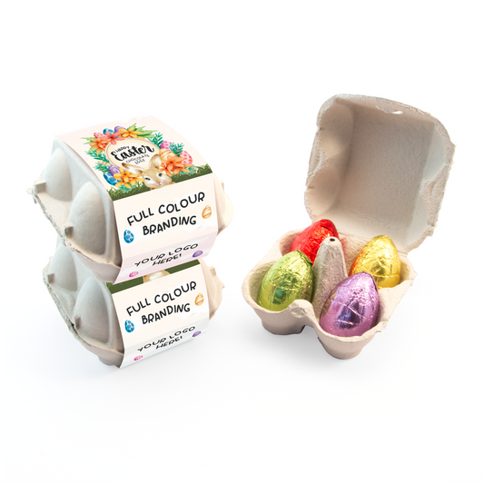 Easter 2025 - Egg Box - Hollow Chocolate Eggs - x4 Black and White London