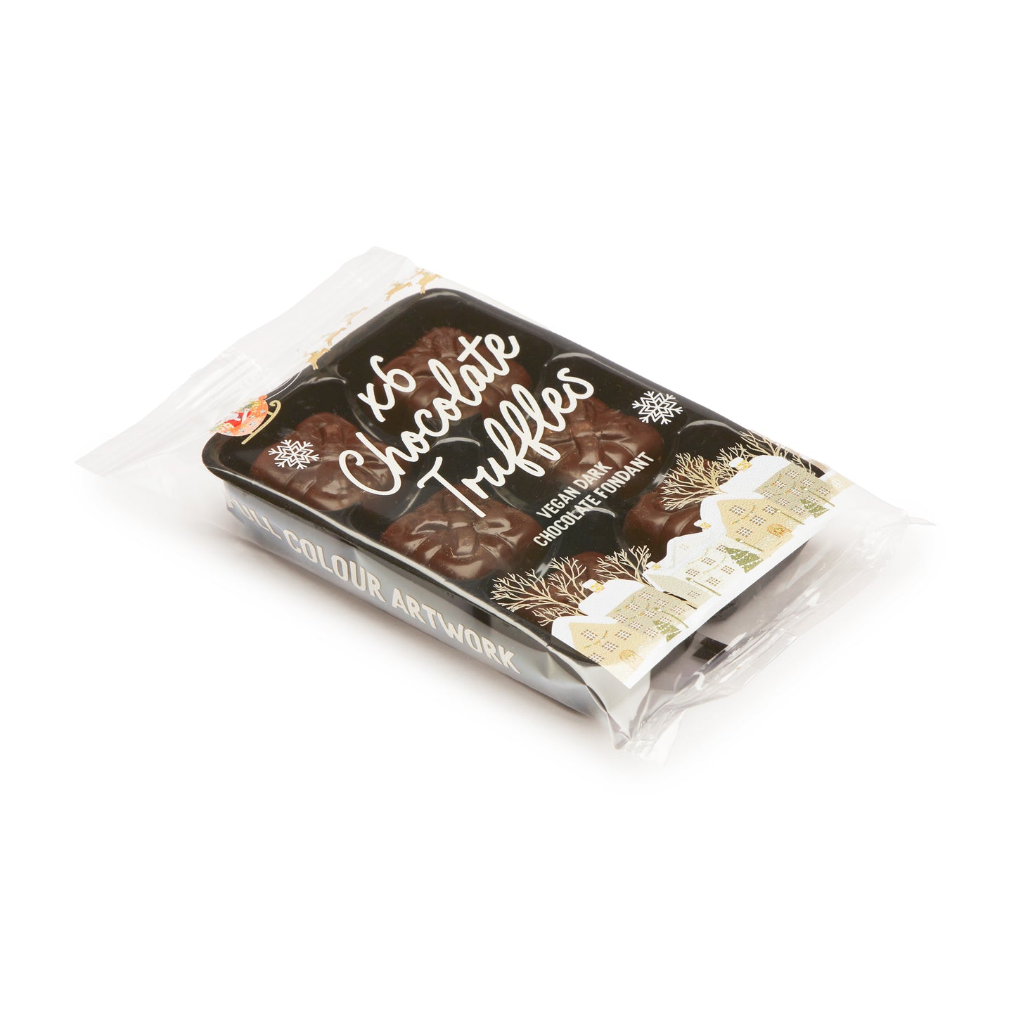 Winter Collection - Flow Wrapped Tray - 6 Chocolate Truffles Black and White London