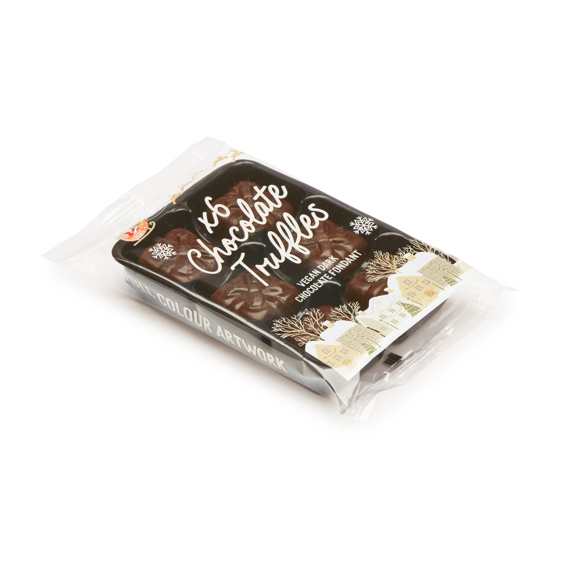 Winter Collection - Flow Wrapped Tray - 6 Chocolate Truffles Black and White London