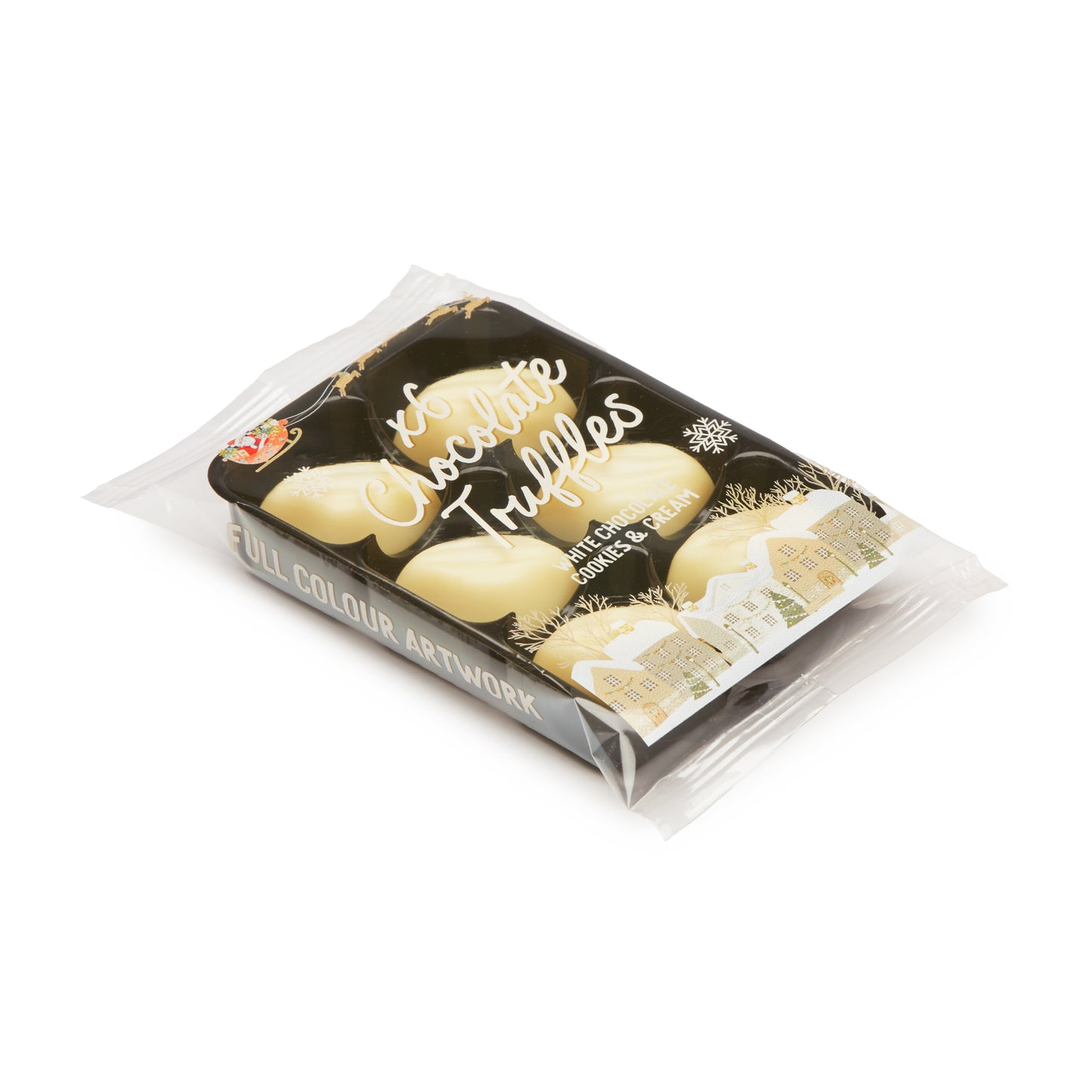 Winter Collection - Flow Wrapped Tray - 6 Chocolate Truffles Black and White London