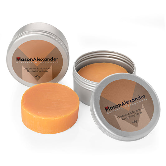 Grapefruit & Mandarin Hand Made Soap in a Tin (65g) Health & Beauty Black and White London