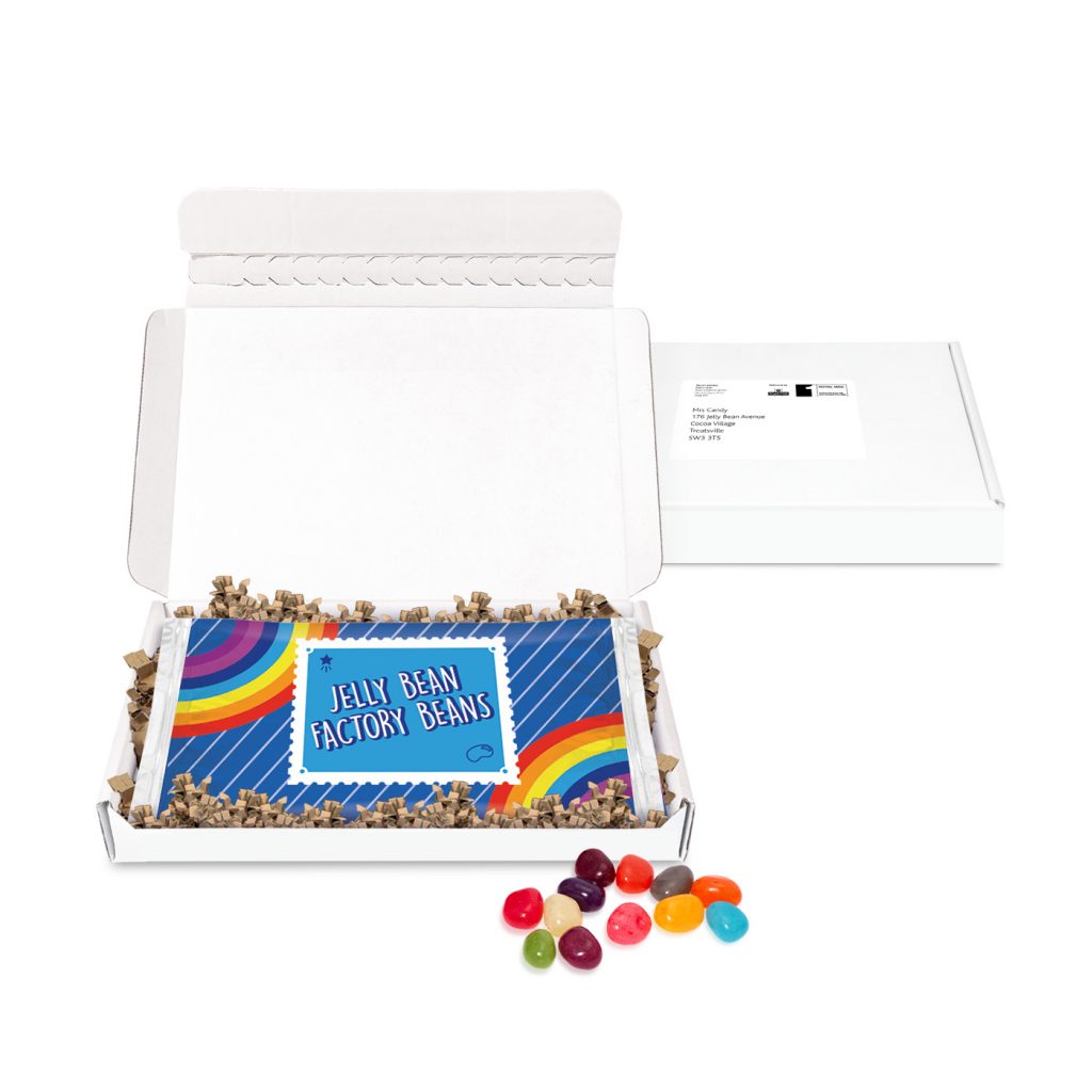 Mini White Postal Box with Jelly Bean Flow Bag  Black and White London