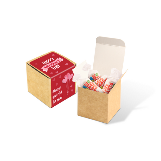 Valentines Eco Kraft Cube with Love Hearts  Black and White London