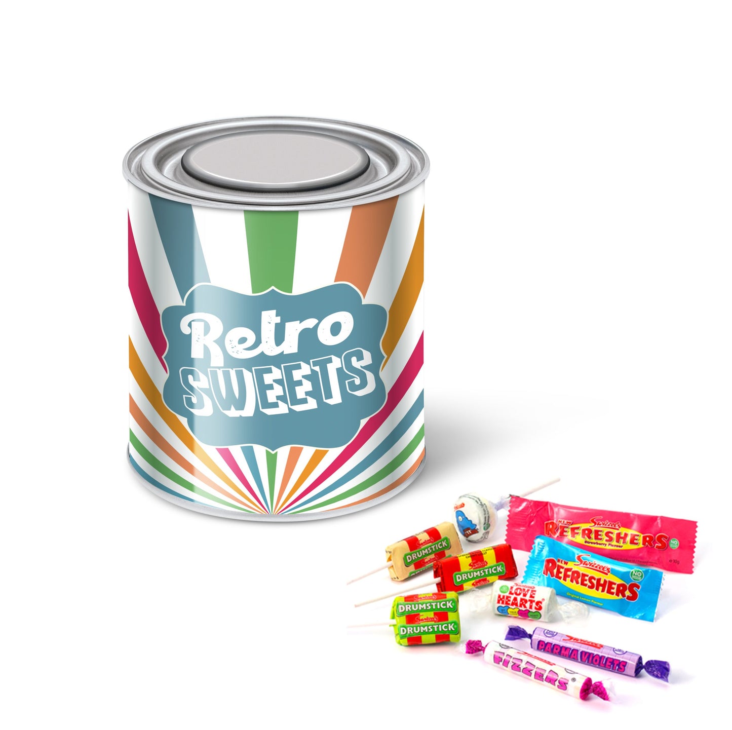 Large Paint Tin - Retro Sweets - Pick 'n' Mix Sweets Black and White London