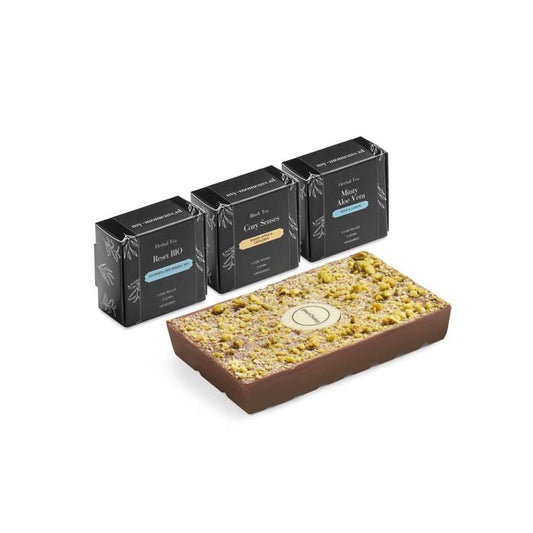 Luxury Dubai Style Custom Chocolate & Zen Tea Gift Box Black and White London