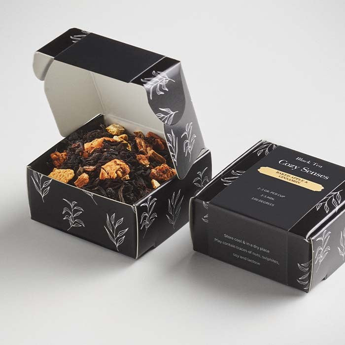 Luxury Dubai Style Custom Chocolate & Zen Tea Gift Box Black and White London