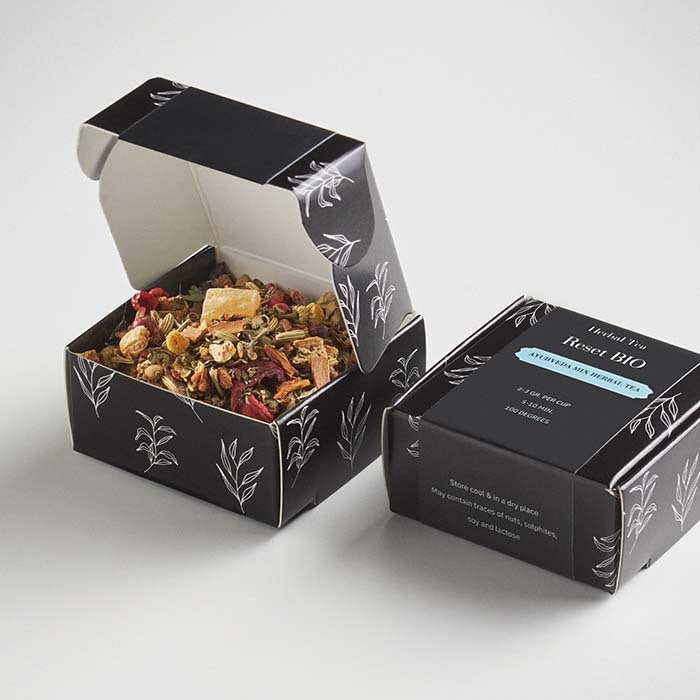 Luxury Dubai Style Custom Chocolate & Zen Tea Gift Box Black and White London