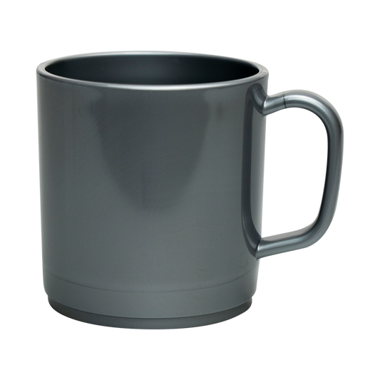 Plastic Mug Silver Mikki Mugs Black and White London