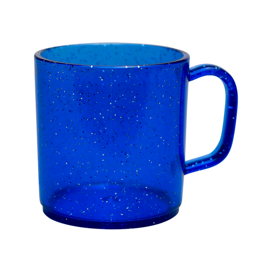 Plastic Mug Blue Glitter Mikki Mugs Black and White London
