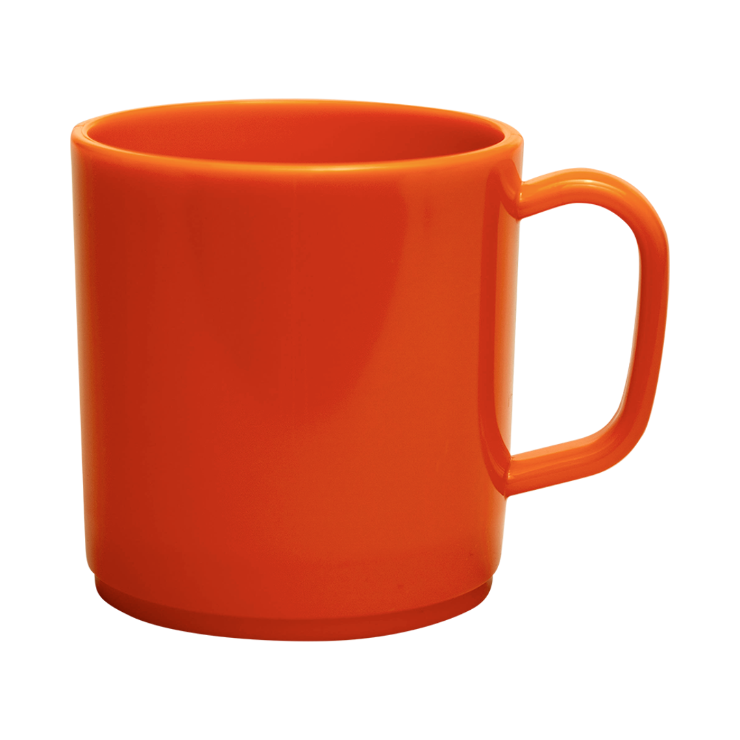 Plastic Mug Orange Mikki Mugs Black and White London