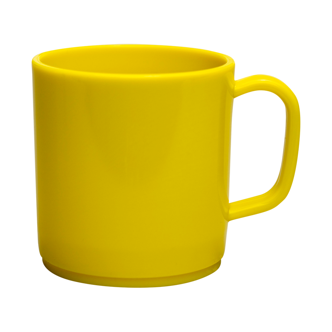 Plastic Mug Yellow Mikki Mugs Black and White London