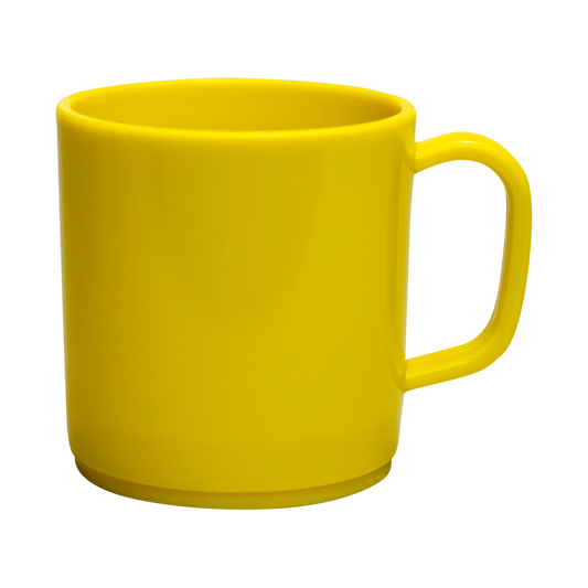Plastic Mug Yellow Mikki Mugs Black and White London