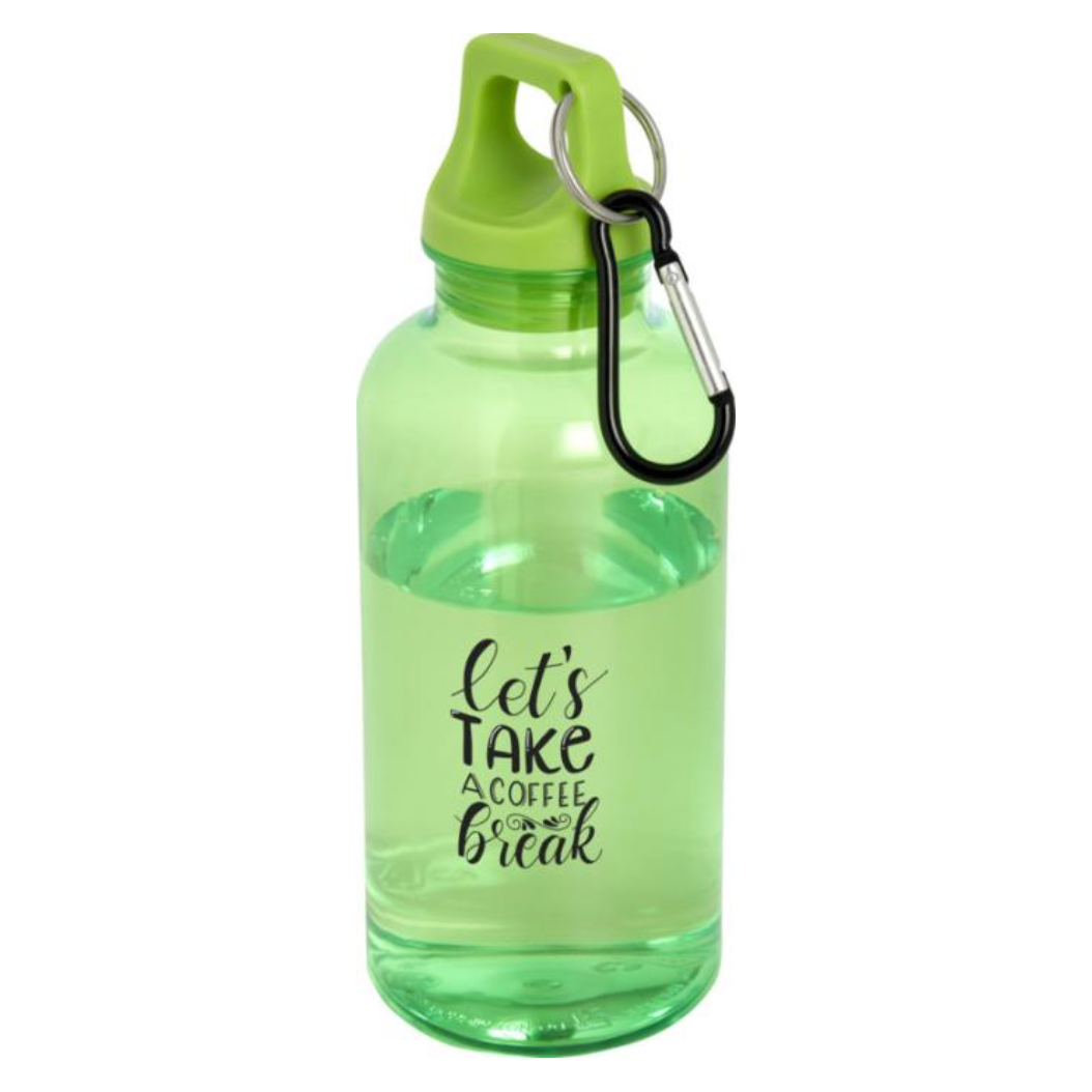 Oregon 400 ml RCS certified recycled plastic water bottle with carabiner  Black and White London