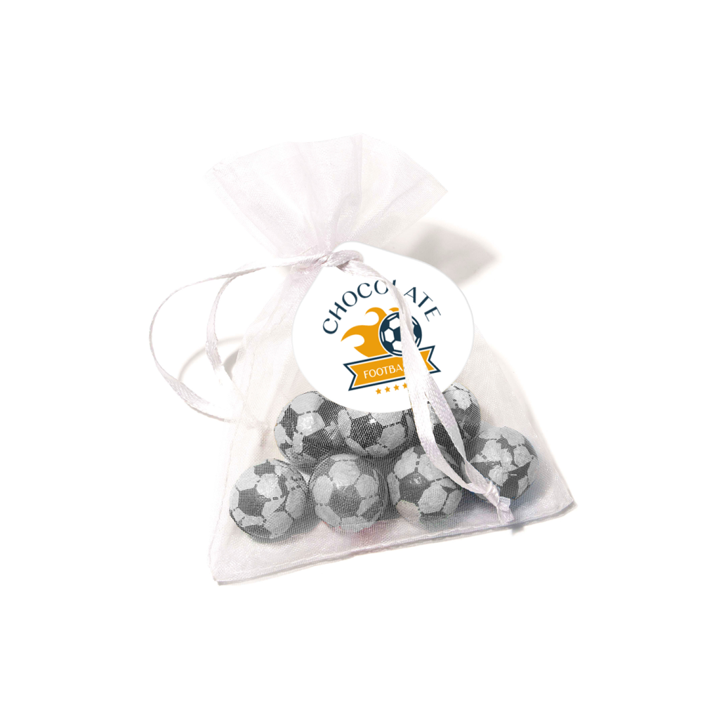 Organza Bag with Chocolate Footballs  Black and White London