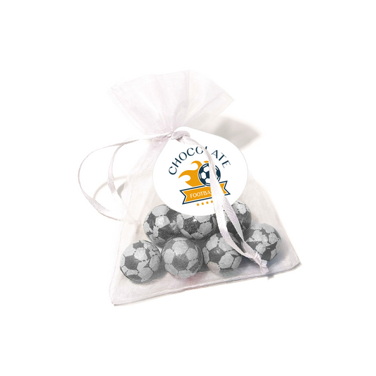 Organza Bag - Chocolate Footballs Black and White London
