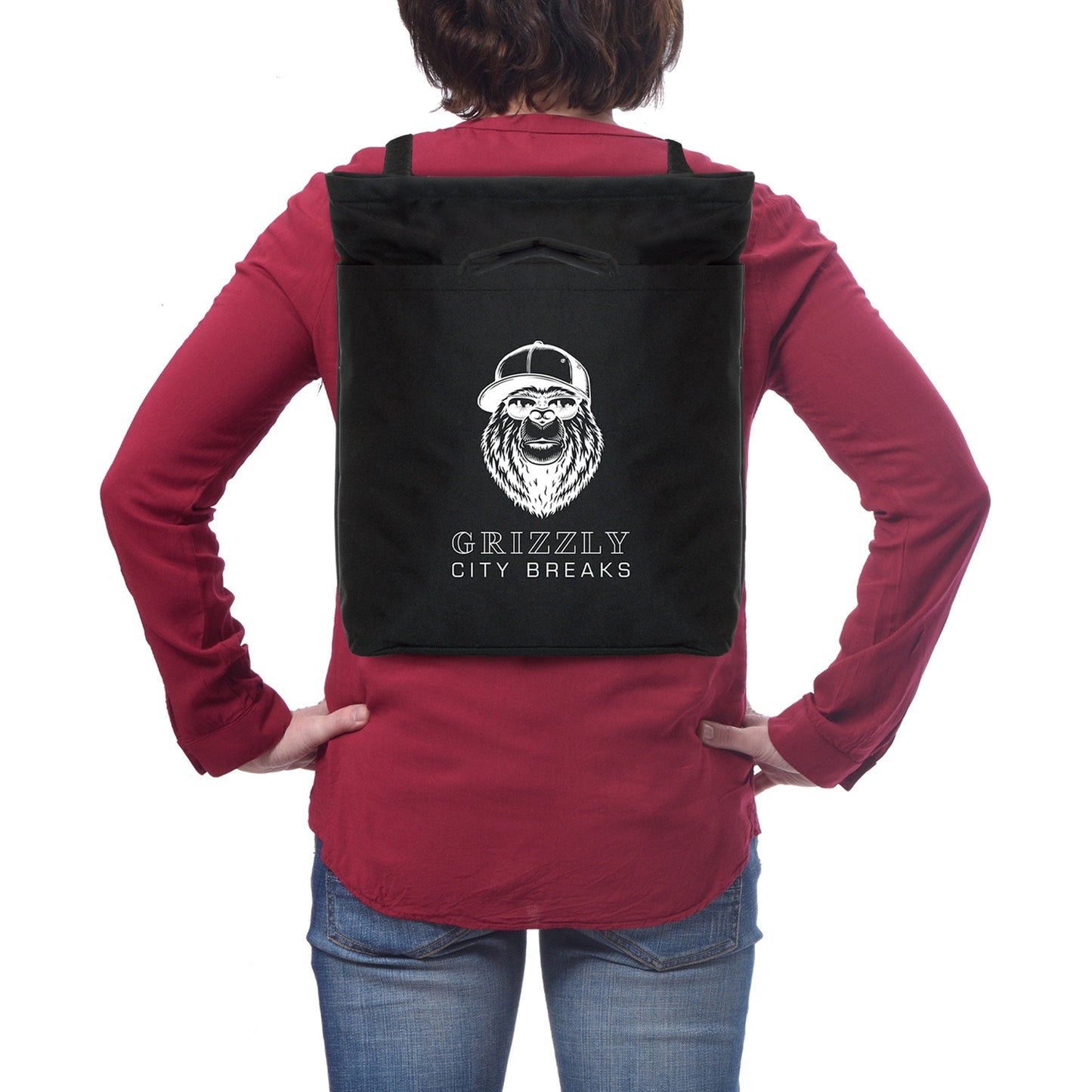 2-in-1 RPET Backpack Shopper Black and White London®