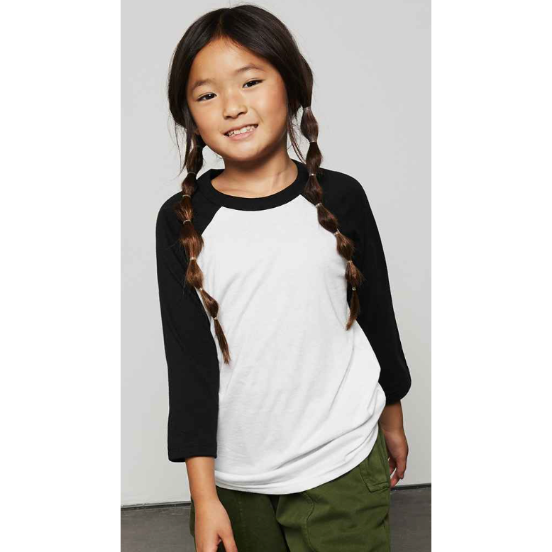 3-4 Length Sleeve Basketball Top Kids T-Shirt  Black and White London