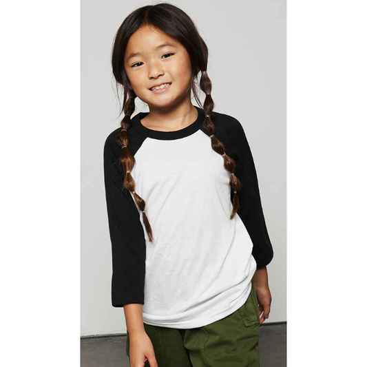 3-4 Length Sleeve Basketball Top Kids T-Shirt  Black and White London