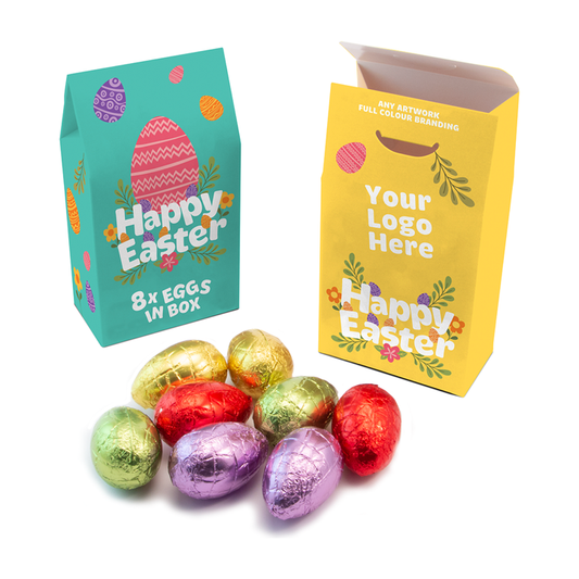 Eco Carton -  Hollow Chocolate Eggs x8  Black and White London