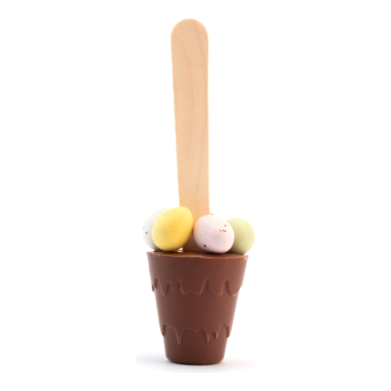 Info Card - Easter Hot Choc Spoon with Speckled Eggs  Black and White London
