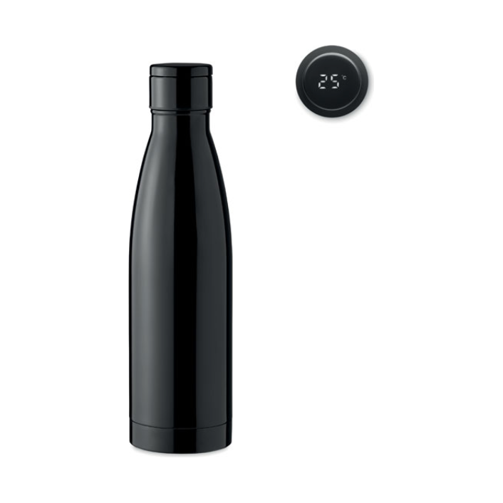 Vacuum Bottle with LED Thermometer Lid  Black and White London