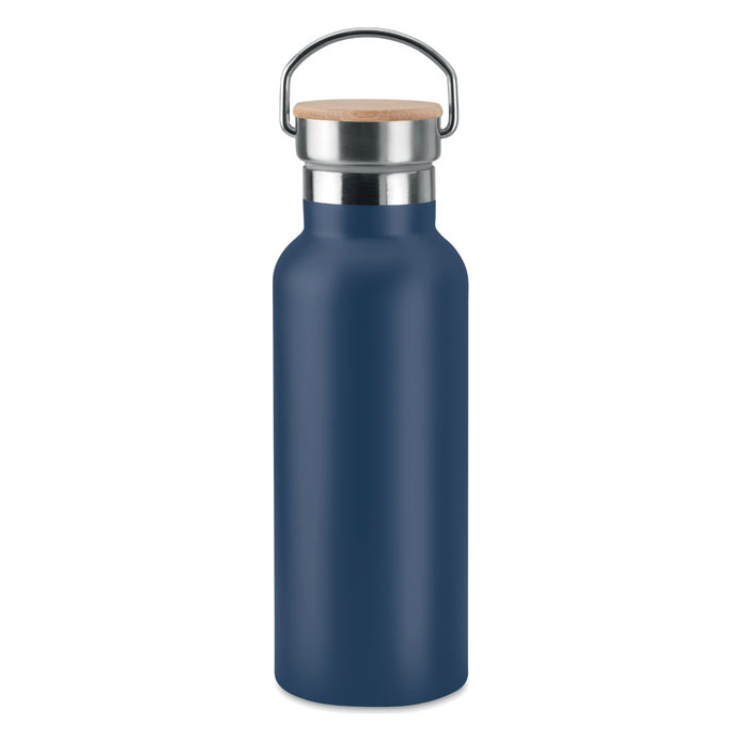 Helsinki Bamboo and Metal Bottle  Black and White London