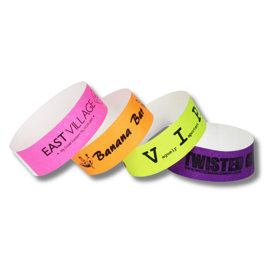 Litter Free Black Printed Tvvek Paper Wristbands Black and White London®