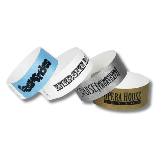 3/4" Black Printed Tvvek Paper Wristbands Black and White London®